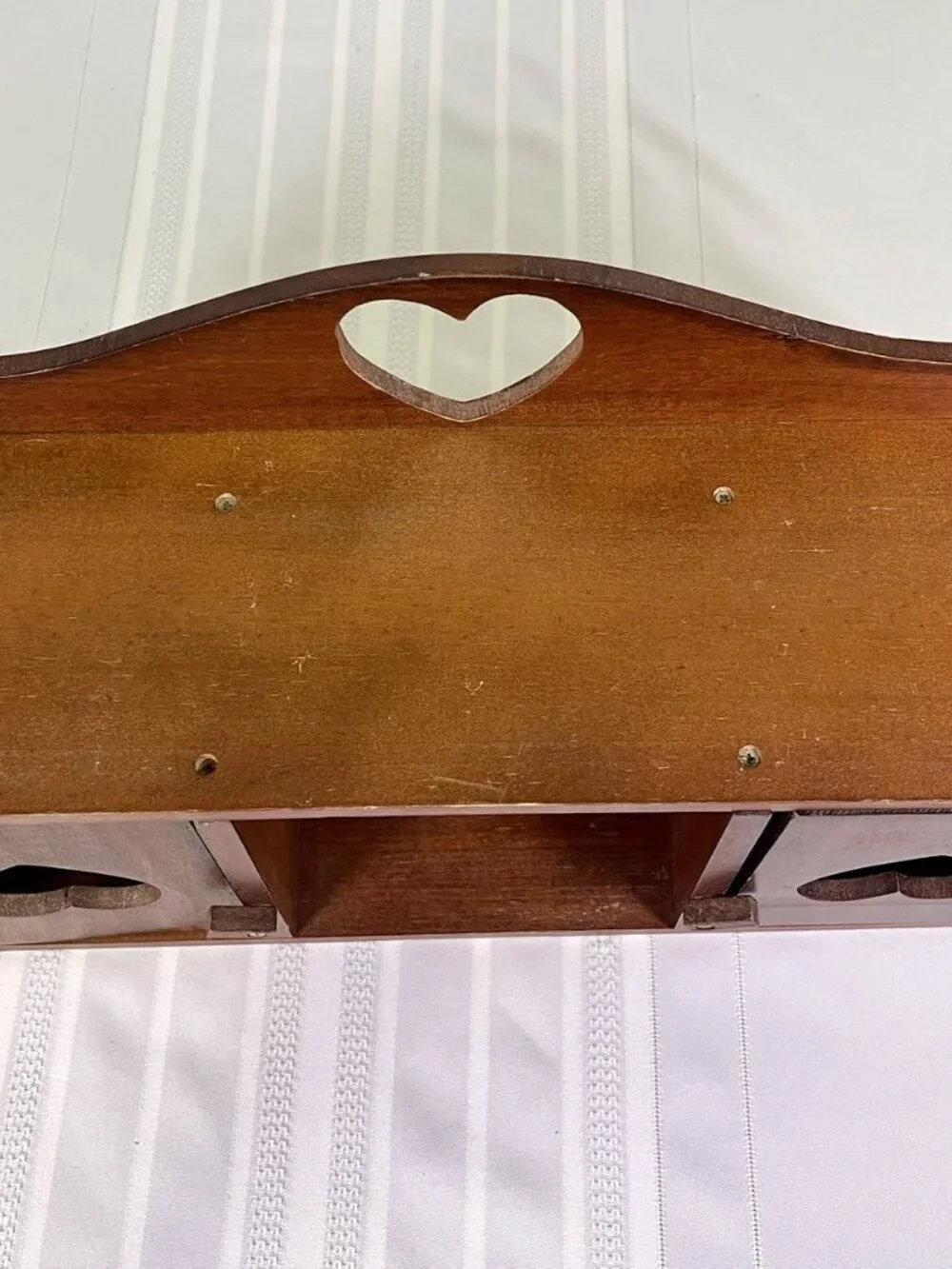 Vintage Country Heart Cutout Wooden Wall Cabinet Shelf Cottagecore Rustic Boho